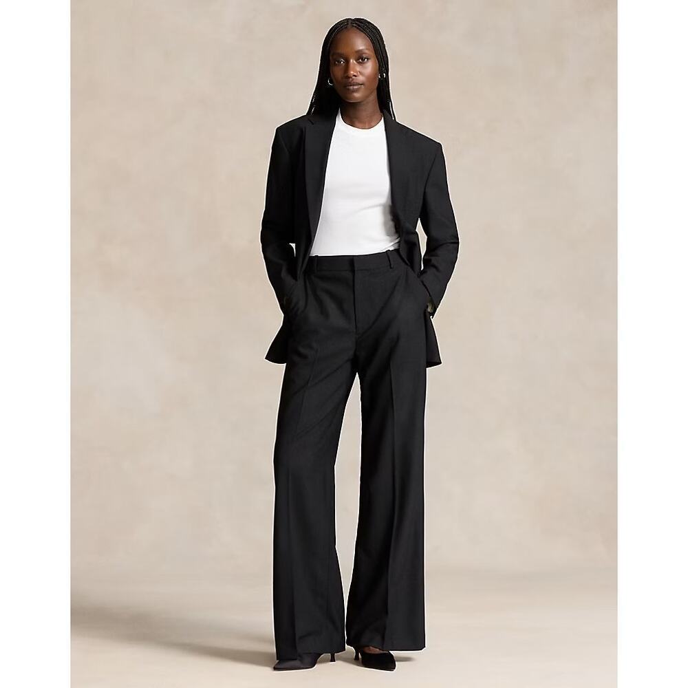 Polo Ralph Lauren Black Stretch Wool Wide Leg Dress Pants Women’s Size 2 - Picture 1 of 10